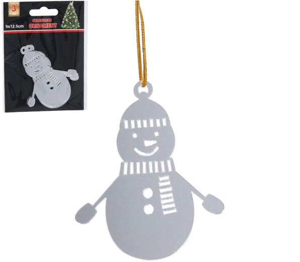 Sada stříbrných vánočních ozdob sněhuláků, 3 ks