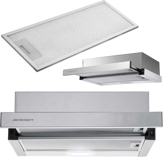 Teleskopický kuchyňský odsavač 50 cm nerez BERDSEN BT-233 s LED osvětlením