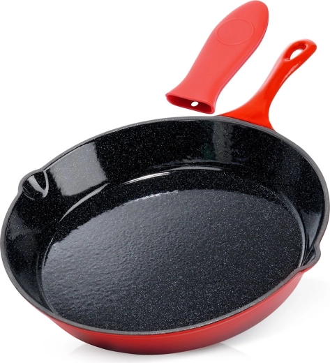 litinová smaltovaná pánev se silikonovým návlekem 30 cm