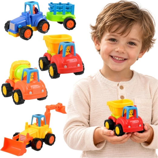 Stavební vozidla s pohonem push and go - 4 ks