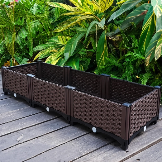 Modulární zahradní truhlík na květiny a zeleninu 120 × 40 × 22 cm hnědý