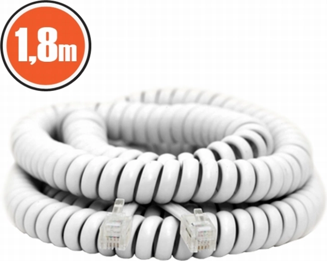 Spirálový telefonní kabel 1,8 m bílý