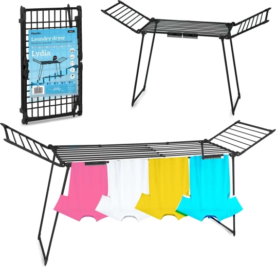 Rozkládací stojanová sušák na prádlo Massido Lydia 27 m, černá