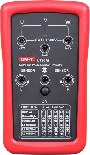 Uni-T ut261b tester pořadí fází a směru otáčení motoru