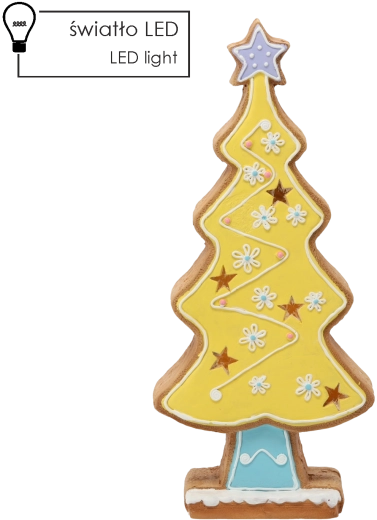 Vánoční figurka perníkový stromek se žlutým LED osvětlením 53,6 cm