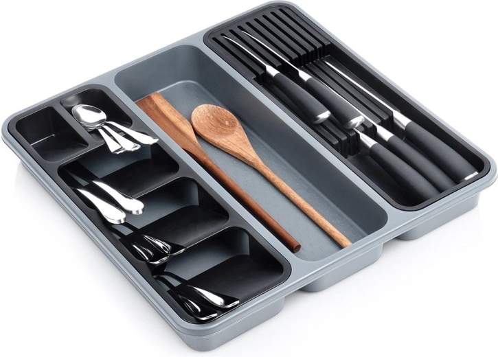 Šedý zásobník do zásuvky na příbory 40 × 40 cm