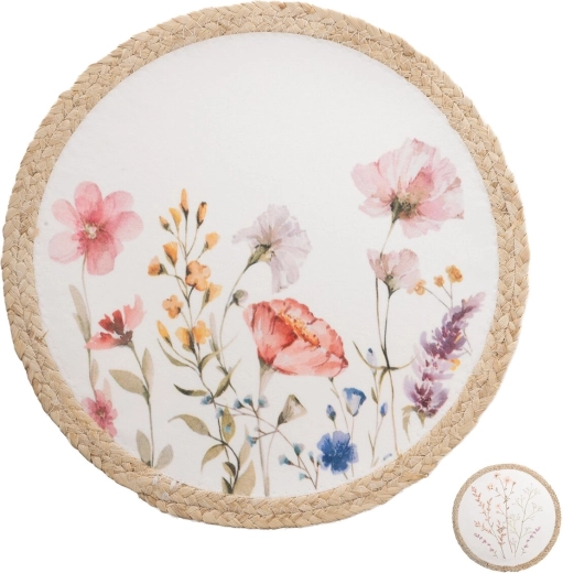 Kulaté prostírání s květinovým motivem máku 38 cm