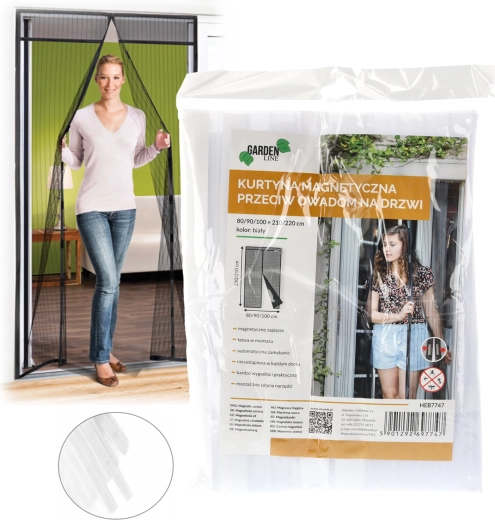 Magnetická síť proti hmyzu na dveře, bílá