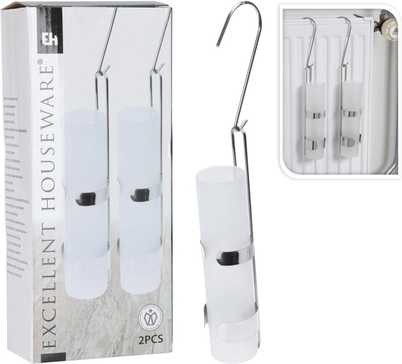 Kulatý odpařovač na radiátor 325 ml ze skla a nerezu, 2 ks