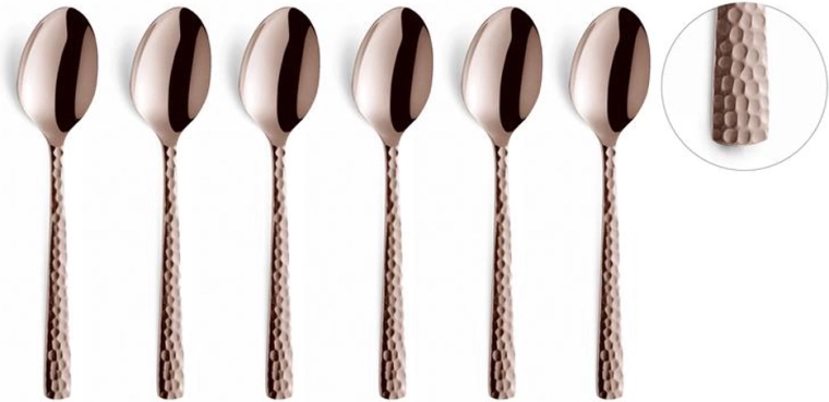 Nerezové mokka lžičky Amefa Felicity, 6 ks, růžové