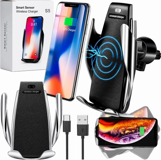 Gravitační držák na telefon do ventilace s bezdrátovým nabíjením 10 W