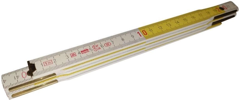 Skládací dřevěný metr 1 m, bílý/žlutý
