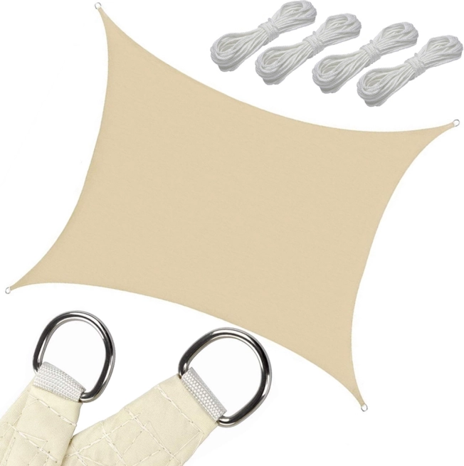 Zastíněná plachta obdélníková 4 × 3 m, voděodolná, béžová
