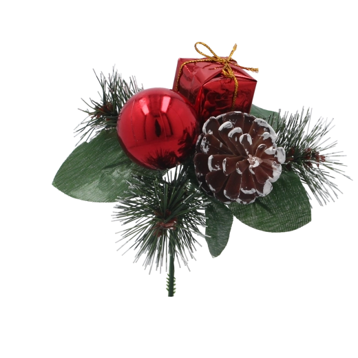 Červená vánoční ozdobná větvička 18 cm