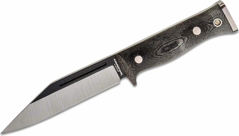 Taktický nůž Condor Sigrun 14,3 cm, černo-šedý, Micarta, pouzdro Kydex + kůže