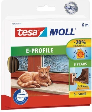 Těsnění do oken a dveří E 9×4 mm, hnědé, 6 m