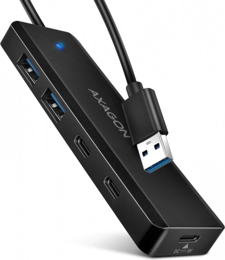 Axagon Travel kompaktní 4portový USB hub 5 Gb/s (2× USB-A, 2× USB-C)