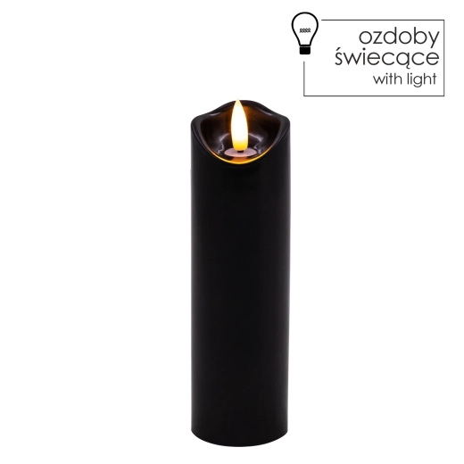 Černá LED svíčka s mihotavým plamenem 5 × 17,5 cm