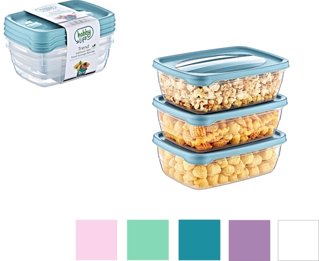 Sada 3 obdélníkových boxů Trend Box 0,3 l