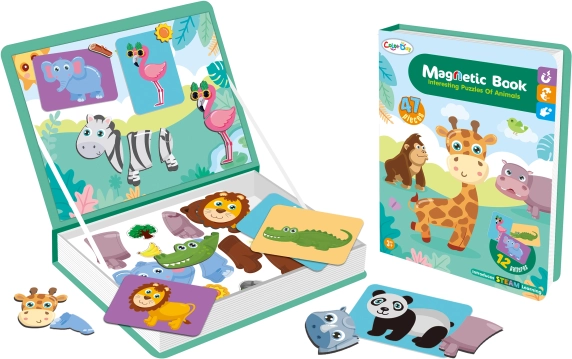 Magnetická kniha se safari zvířaty 47 dílů
