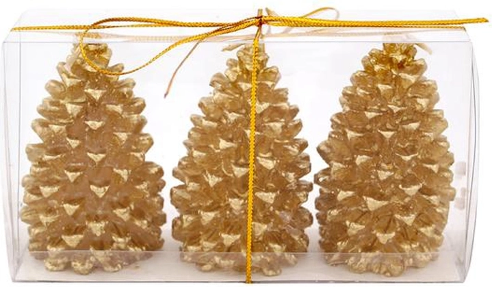 Vánoční svíčky šišky PROVENCE zlaté, sada 3 ks