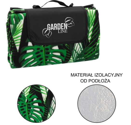 Pikniková deka 200 × 200 cm s izolační spodní vrstvou Monstera