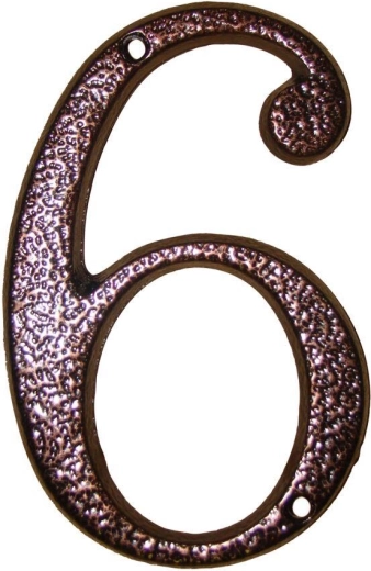 Domovní číslo 6, hnědé, zinek