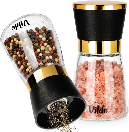 Vilde skleněné ruční mlýnky na sůl a pepř 13,5 cm, 2 ks