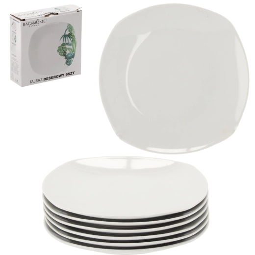 Sada bílých čtvercových dezertních talířů 20 cm – 6 kusů