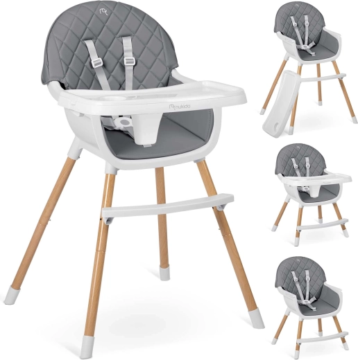 Jídelní židlička NUKIDO Lilo šedá 3v1