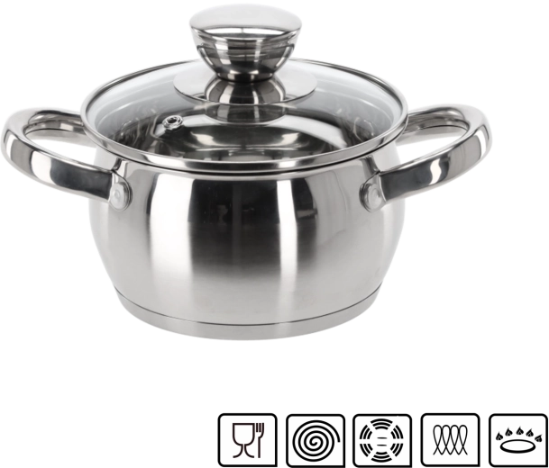 Nerezový hrnec s poklicí Belly 1 l 14 cm