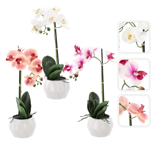 Umělý květ orchidej mix 3 barev 42 cm