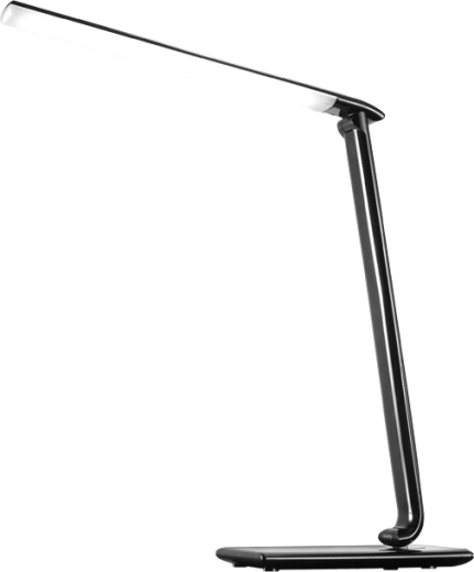Solight stmívatelná LED stolní lampička 12 W s volbou teploty světla a USB, černý lesk
