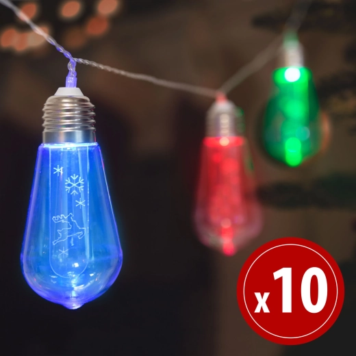 LED světelný řetěz se soby, 10 LED, 1,9 m, barevný