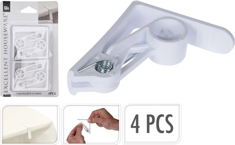 Spona na ubrus plastová 62 × 62 mm, 4 ks