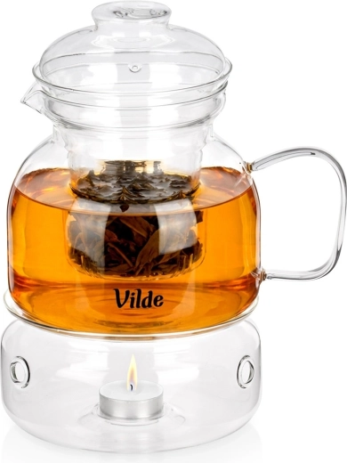 Skleněná konvička s filtrem a ohřívačem 1,5 l Vilde