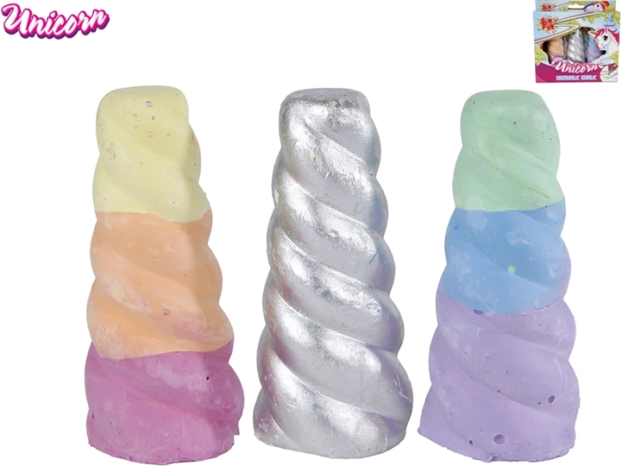 Barevné chodníkové křídy jednorožčí roh, sada 3 ks