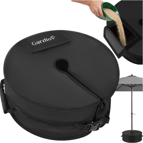 Pískem plnitelný zátěžový vak na slunečník Gardlov, 40 kg, 48 cm, černý