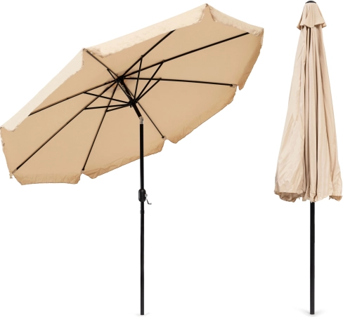 Zahradní slunečník 3 m s klikou a náklonem, béžový MULTIGARDEN