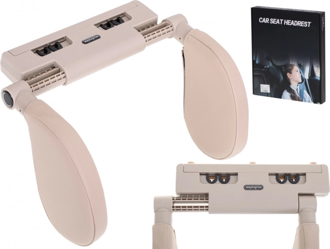 Autosedačkový cestovní opěrný polštář na hlavu a krk, regulovatelný – Béžová