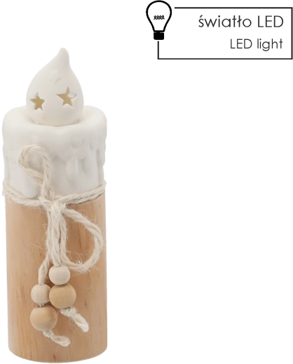 Vánoční keramická svíčka s LED, 7 × 7 × 19 cm