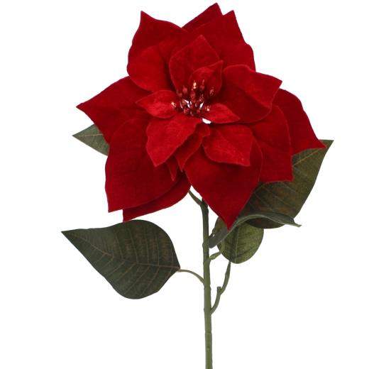 Umělá dekorační větvička hvězda betlémská (poinsettie) červená 80 cm - 1 kus