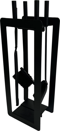 Sada krbového nářadí 60 cm – černé kovové 4dílné se stojanem