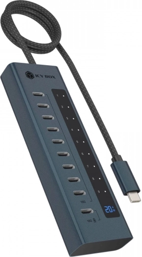 USB-C hub IB-HUB1450-C31, 10× USB-C Gen 2 s napájecím adaptérem