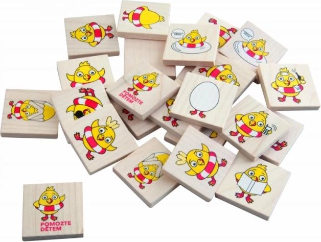Dřevěné pexeso Kuře – trénink paměti a postřehu