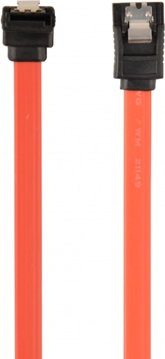 SATA III datový kabel 30 cm s kovovými západkami, rovný + úhlový konektor