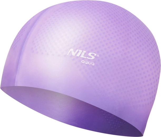 Silikonová plavecká čepice NILS Aqua NQC Dots fialová