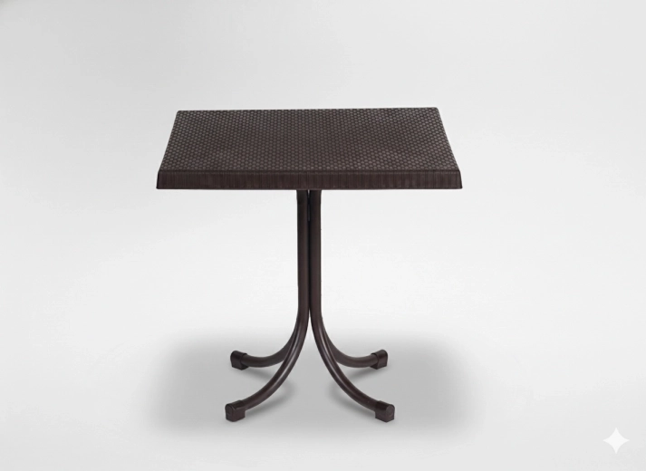 Zahradní ratanový stůl na jedné noze 80 × 80 × 73 cm, hnědý