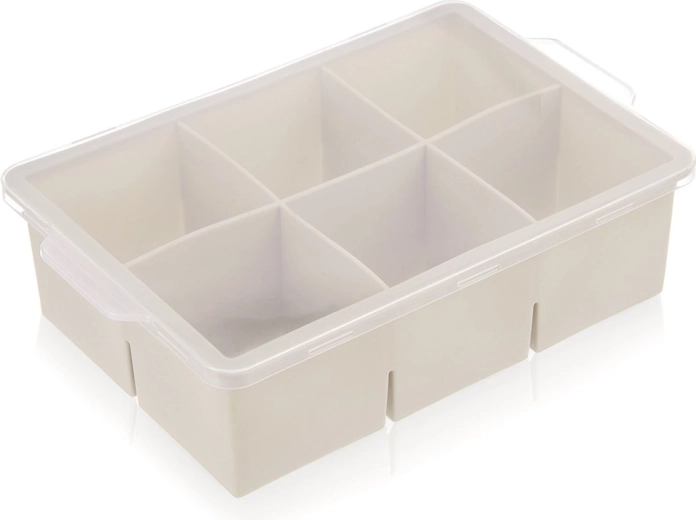 Silikonová forma na XXL kostky ledu s víčkem, béžová 18,5 × 12 × 5 cm