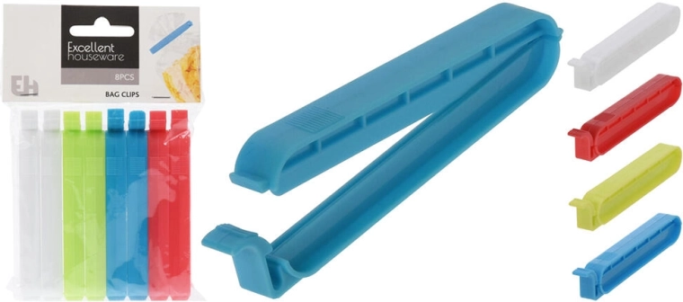 Klipy na sáčky 10 cm, mix barev, 8 ks